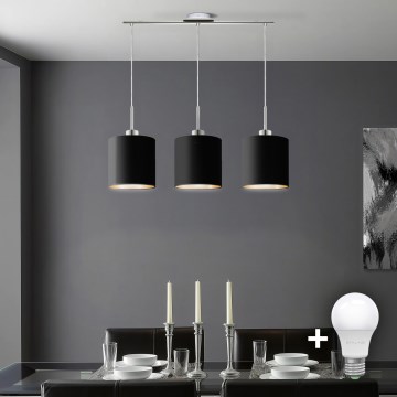 Eglo - Lampa wisząca na linkach TUNJA 3xE27/60W/230V czarna