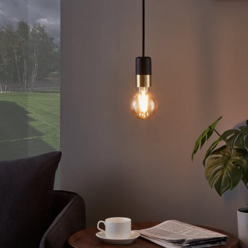 Eglo - Lampa wisząca na linkę 1xE27/40W/230V czarny/złoty