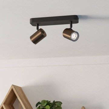 Eglo - Łazienkowa oprawa punktowa 2xGU10/5W/230V IP44 czarna/brązowa