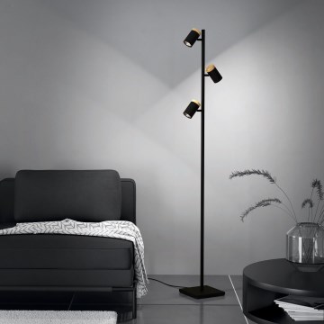 Eglo - LED Lampa podłogowa 3xGU10/4,5W/230V 3000K czarna/brązowa