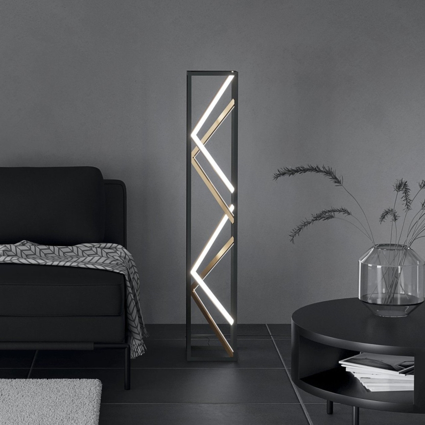 Eglo - LED Lampa podłogowa ściemnialna LED/23W/230V 2700-6500K czarny/złoty + zdalne sterowanie