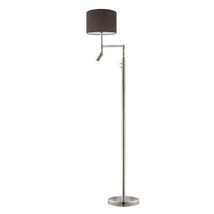 Eglo - LED Lampa podłogowa TUNJA 1xE27/60W/230V + LED/2,1W śr. 30 cm matowy chrom/brązowy