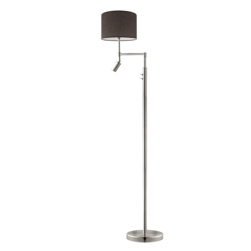 Eglo - LED Lampa podłogowa TUNJA 1xE27/60W/230V + LED/2,1W śr. 30 cm matowy chrom/brązowy