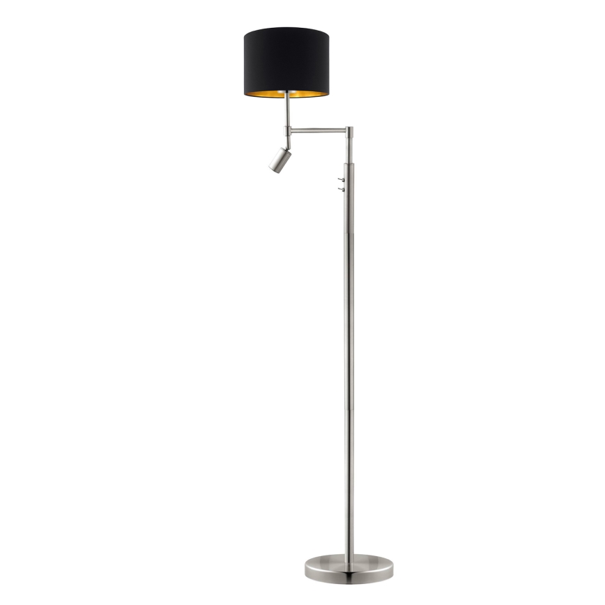 Eglo - LED Lampa podłogowa TUNJA 1xE27/60W/230V + LED/2,1W śr. 30 cm matowy chrom/czarny