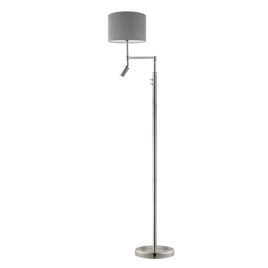 Eglo - LED Lampa podłogowa TUNJA 1xE27/60W/230V + LED/2,1W śr. 30 cm matowy chrom/szary