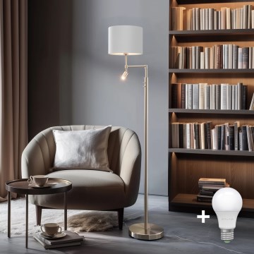 Eglo - LED Lampa podłogowa TUNJA 1xE27/60W/230V + LED/2,1W śr. 30 cm matowy chrom/biały