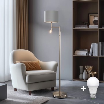 Eglo - LED Lampa podłogowa TUNJA 1xE27/60W/230V + LED/2,1W śr. 30 cm matowy chrom/szary