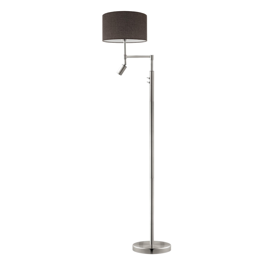 Eglo - LED Lampa podłogowa TUNJA 1xE27/60W/230V + LED/2,1W śr. 38 cm matowy chrom/brązowy