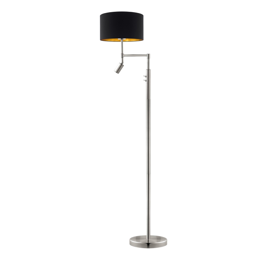 Eglo - LED Lampa podłogowa TUNJA 1xE27/60W/230V + LED/2,1W śr. 38 cm matowy chrom/czarny
