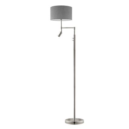Eglo - LED Lampa podłogowa TUNJA 1xE27/60W/230V + LED/2,1W śr. 38 cm matowy chrom/szary