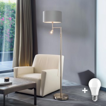 Eglo - LED Lampa podłogowa TUNJA 1xE27/60W/230V + LED/2,1W śr. 38 cm matowy chrom/szary