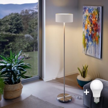 Eglo - LED  Lampa podłogowa TUNJA 1xE27/60W/230V matowy chrom/biała