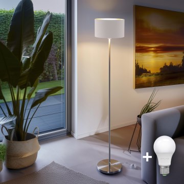 Eglo - LED  Lampa podłogowa TUNJA 1xE27/60W/230V matowy chrom/biała