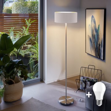 Eglo - LED  Lampa podłogowa TUNJA 1xE27/60W/230V matowy chrom/biała