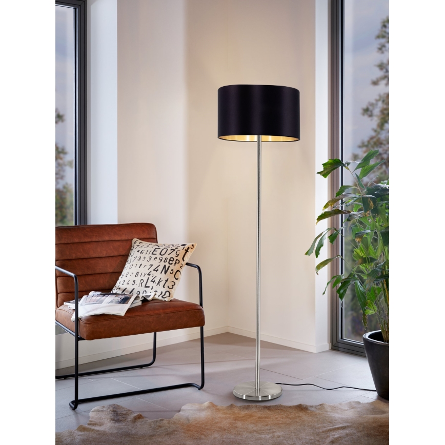 Eglo - LED  Lampa podłogowa TUNJA 1xE27/60W/230V matowy chrom/czarna