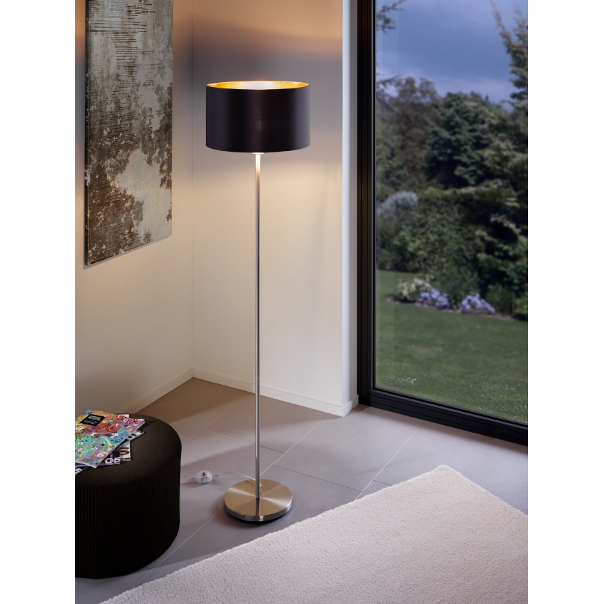 Eglo - LED Lampa podłogowa TUNJA 1xE27/60W/230V matowy chrom/czarna