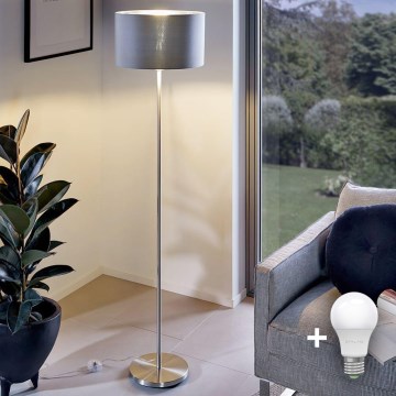 Eglo - LED  Lampa podłogowa TUNJA 1xE27/60W/230V matowy chrom/szara