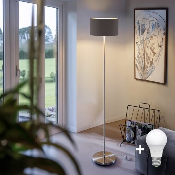 Eglo - LED  Lampa podłogowa TUNJA 1xE27/60W/230V matowy chrom/taupe