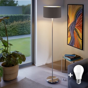 Eglo - LED  Lampa podłogowa TUNJA 1xE27/60W/230V matowy chrom/taupe
