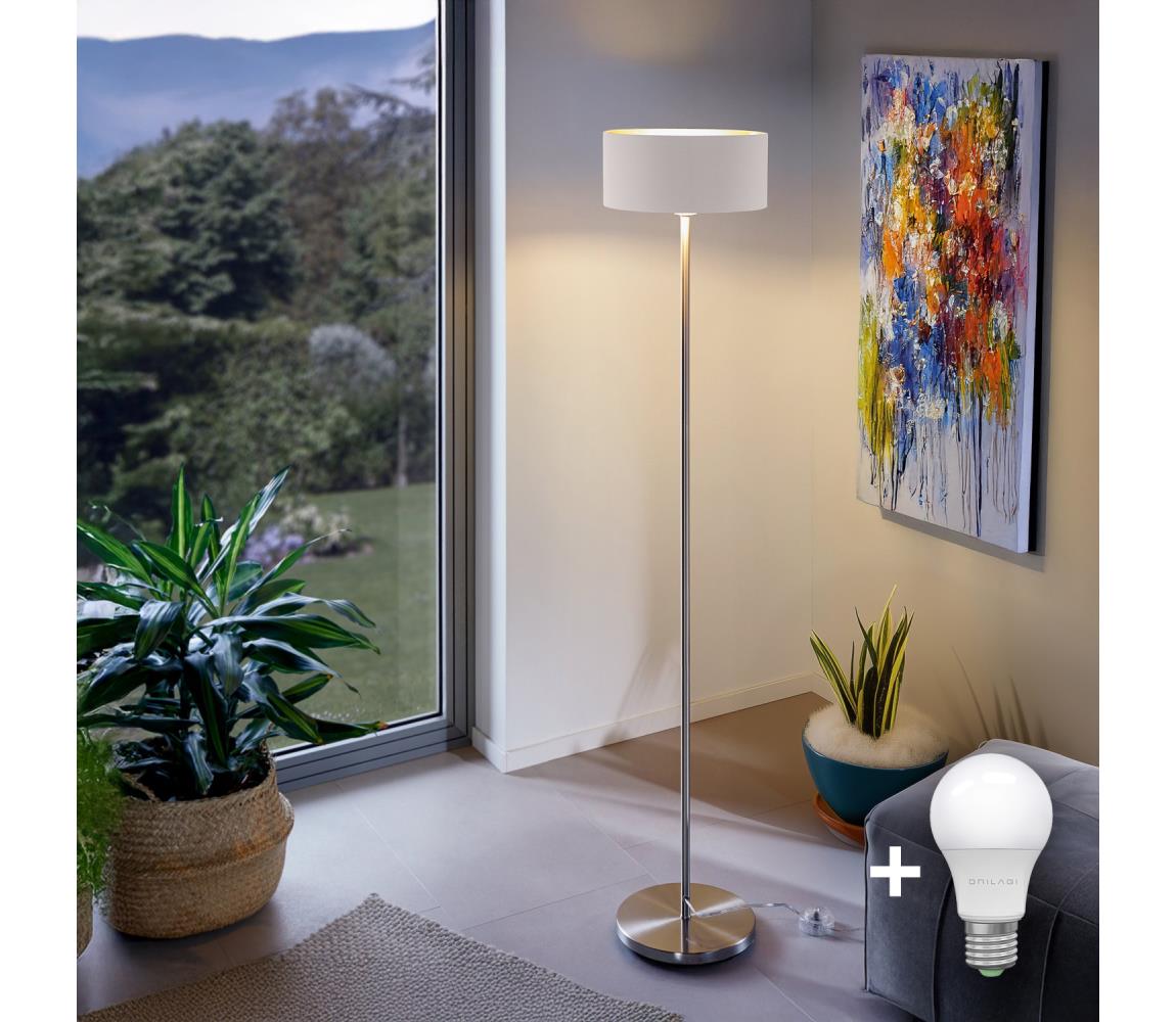 Eglo - LED Lampa podłogowa TUNJA 1xE27/60W/230V matowy chrom/biała