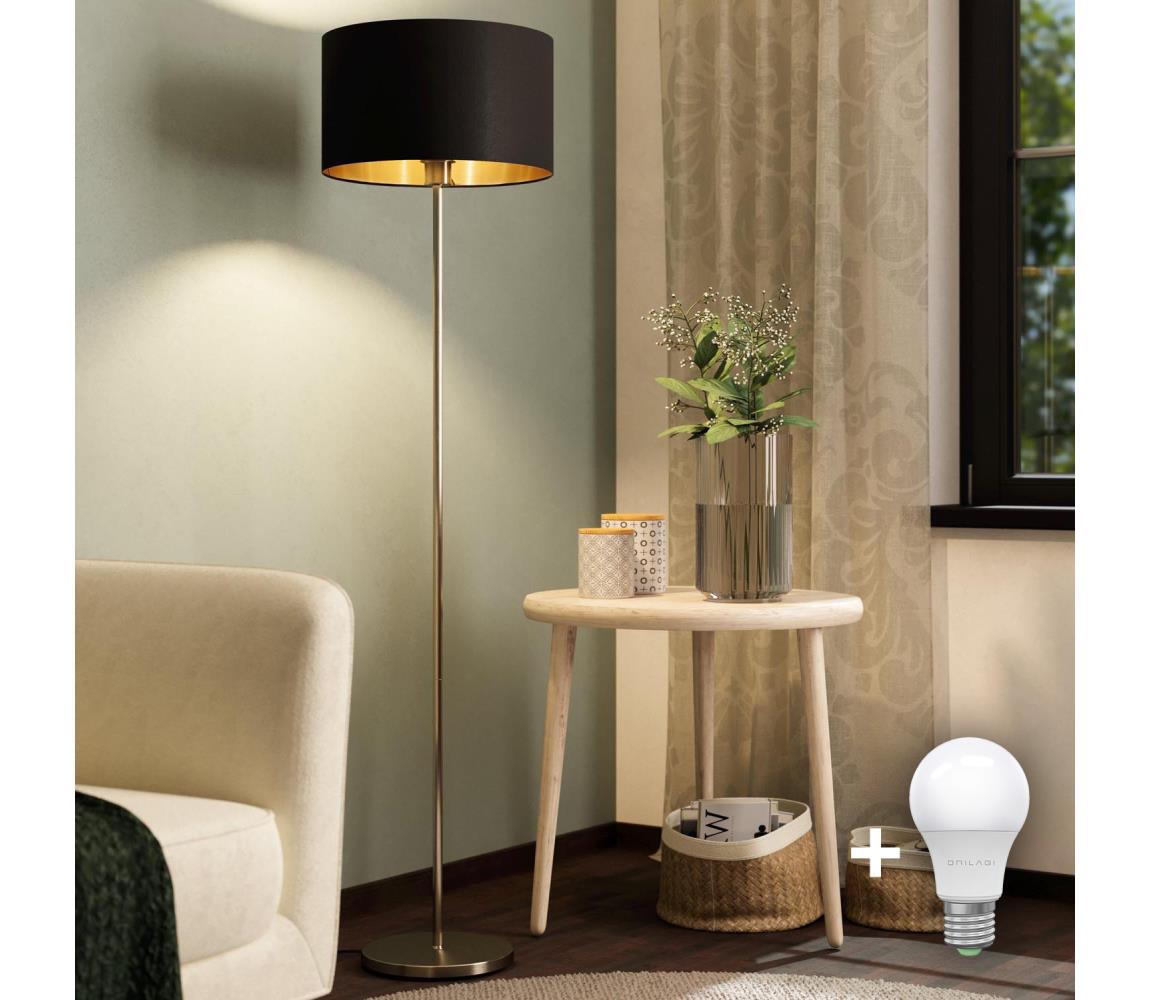 Eglo - LED Lampa podłogowa TUNJA 1xE27/60W/230V matowy chrom/czarna