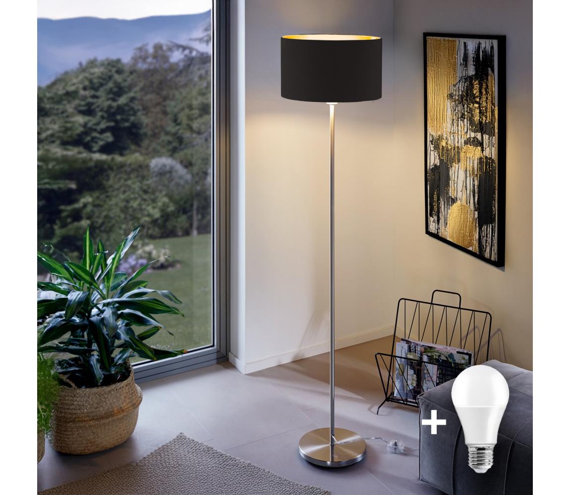 Eglo - LED Lampa podłogowa TUNJA 1xE27/60W/230V matowy chrom/czarna