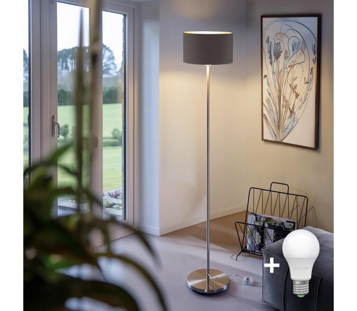 Eglo - LED Lampa podłogowa TUNJA 1xE27/60W/230V matowy chrom/taupe