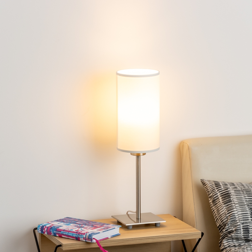 Eglo - LED Lampa stołowa TUNJA 1xE27/60W/230V 26,5 cm matowy chrom/biała