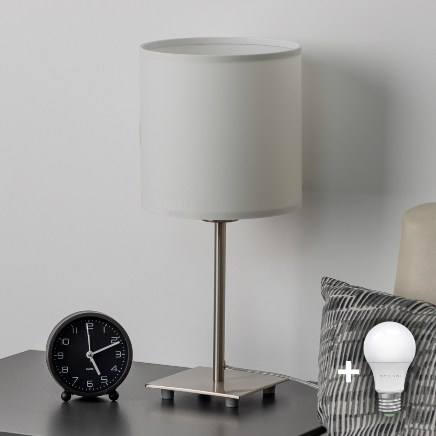 Eglo - LED Lampa stołowa TUNJA 1xE27/60W/230V 26,5 cm matowy chrom/biała