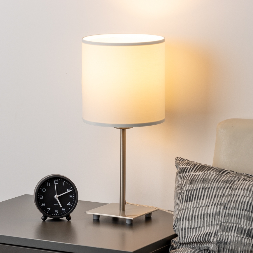 Eglo - LED Lampa stołowa TUNJA 1xE27/60W/230V 26,5 cm matowy chrom/biała