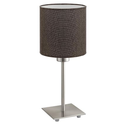 Eglo - LED Lampa stołowa TUNJA 1xE27/60W/230V 26,5 cm matowy chrom/brązowa