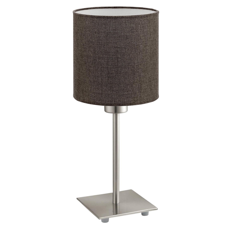 Eglo - LED Lampa stołowa TUNJA 1xE27/60W/230V 26,5 cm matowy chrom/brązowa