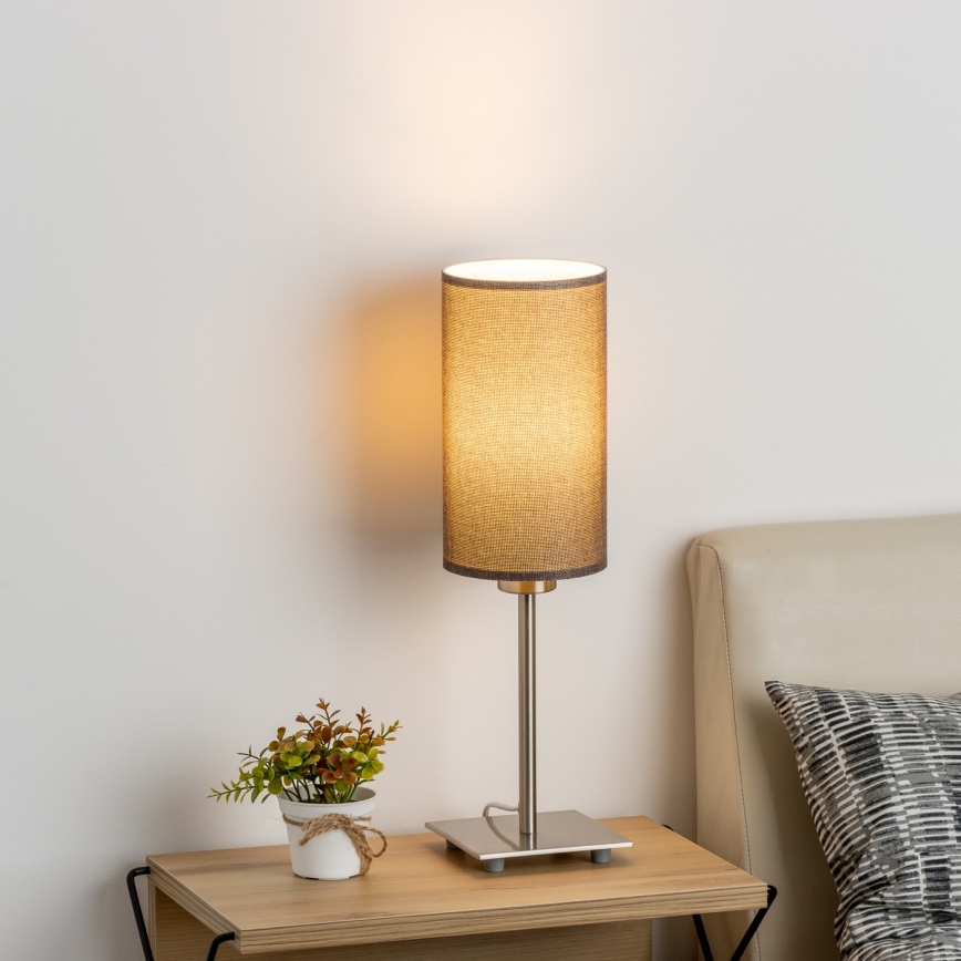 Eglo - LED Lampa stołowa TUNJA 1xE27/60W/230V 26,5 cm matowy chrom/brązowy