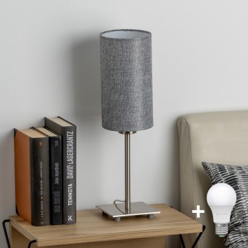 Eglo - LED Lampa stołowa TUNJA 1xE27/60W/230V 26,5 cm matowy chrom/szara