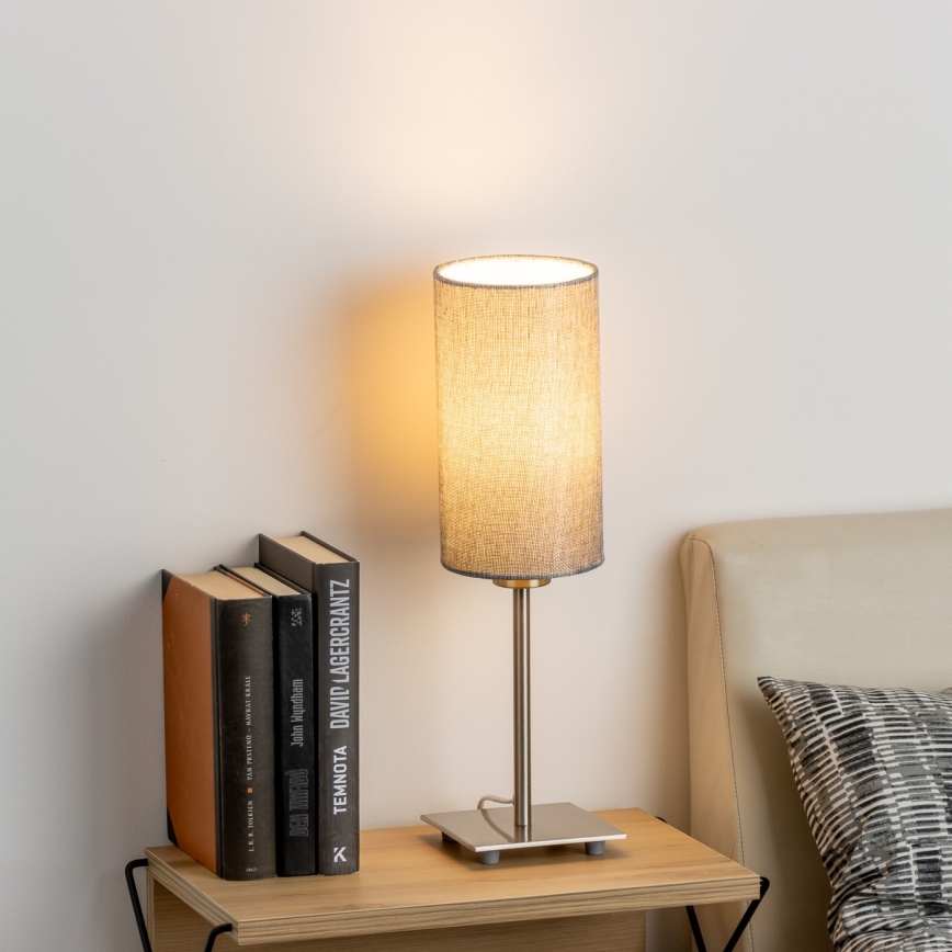 Eglo - LED Lampa stołowa TUNJA 1xE27/60W/230V 26,5 cm matowy chrom/szara