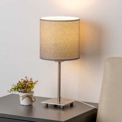 Eglo - LED Lampa stołowa TUNJA 1xE27/60W/230V 26,5 cm matowy chrom/szara
