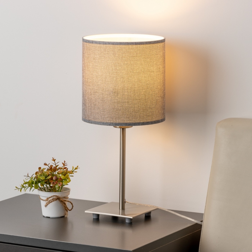 Eglo - LED Lampa stołowa TUNJA 1xE27/60W/230V 26,5 cm matowy chrom/szara