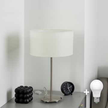 Eglo - LED  Lampa stołowa TUNJA 1xE27/60W/230V 38,5 cm matowy chrom/biała