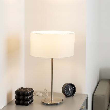 Eglo - LED  Lampa stołowa TUNJA 1xE27/60W/230V 38,5 cm matowy chrom/biała