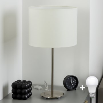 Eglo - LED  Lampa stołowa TUNJA 1xE27/60W/230V 38,5 cm matowy chrom/biała