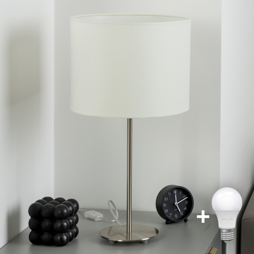 Eglo - LED  Lampa stołowa TUNJA 1xE27/60W/230V 38,5 cm matowy chrom/biała