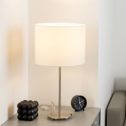 Eglo - LED  Lampa stołowa TUNJA 1xE27/60W/230V 38,5 cm matowy chrom/biała