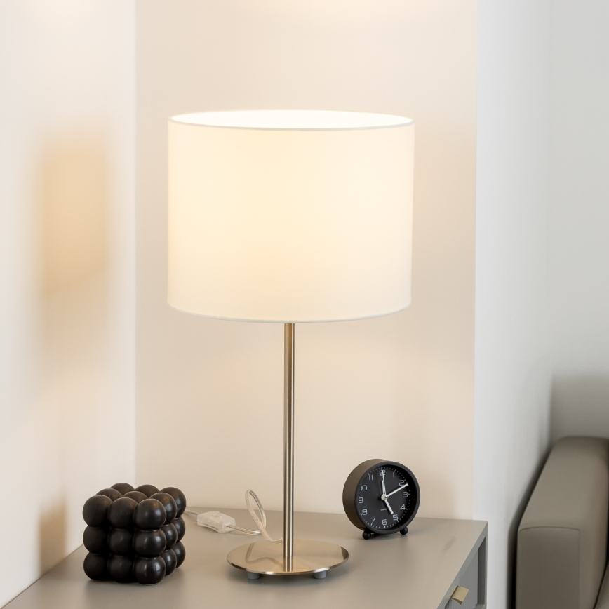 Eglo - LED  Lampa stołowa TUNJA 1xE27/60W/230V 38,5 cm matowy chrom/biała