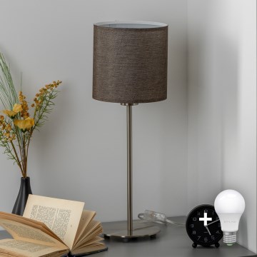 Eglo - LED  Lampa stołowa TUNJA 1xE27/60W/230V 38,5 cm matowy chrom/brązowa