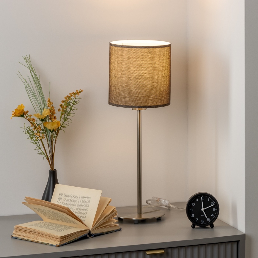 Eglo - LED  Lampa stołowa TUNJA 1xE27/60W/230V 38,5 cm matowy chrom/brązowa