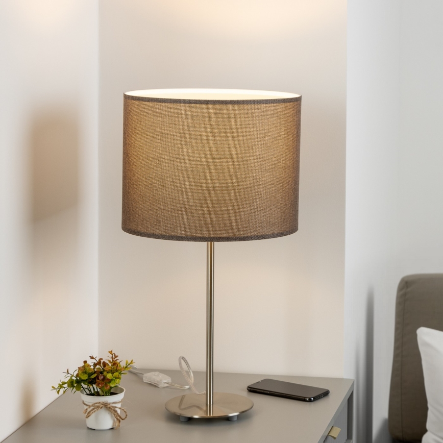 Eglo - LED  Lampa stołowa TUNJA 1xE27/60W/230V 38,5 cm matowy chrom/brązowa