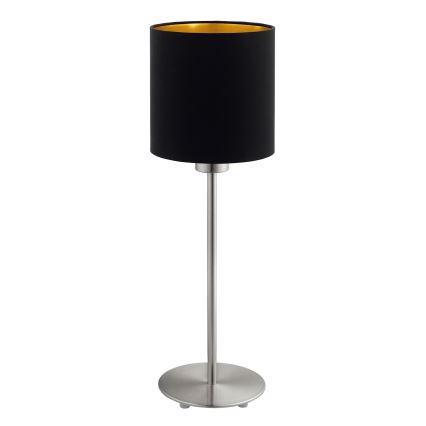 Eglo - LED Lampa stołowa TUNJA 1xE27/60W/230V 38,5 cm matowy chrom/czarna