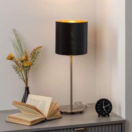 Eglo - LED Lampa stołowa TUNJA 1xE27/60W/230V 38,5 cm matowy chrom/czarna