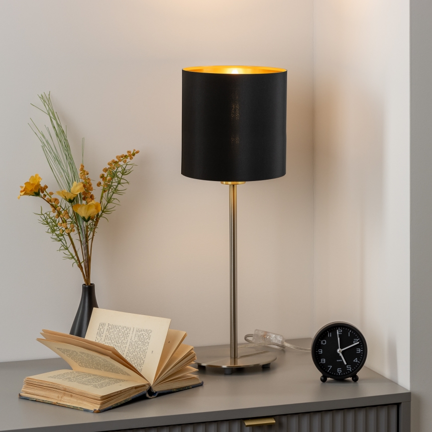 Eglo - LED Lampa stołowa TUNJA 1xE27/60W/230V 38,5 cm matowy chrom/czarna