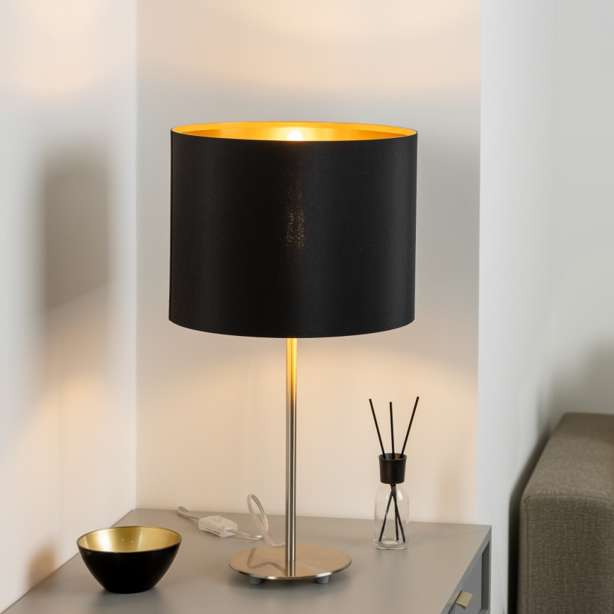 Eglo - LED  Lampa stołowa TUNJA 1xE27/60W/230V 38,5 cm matowy chrom/czarna